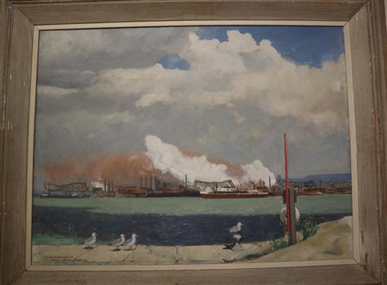 Hugh Douglas Robertson (Canadian, 1900-1996) View of Canada Steel 60 x 81cm.